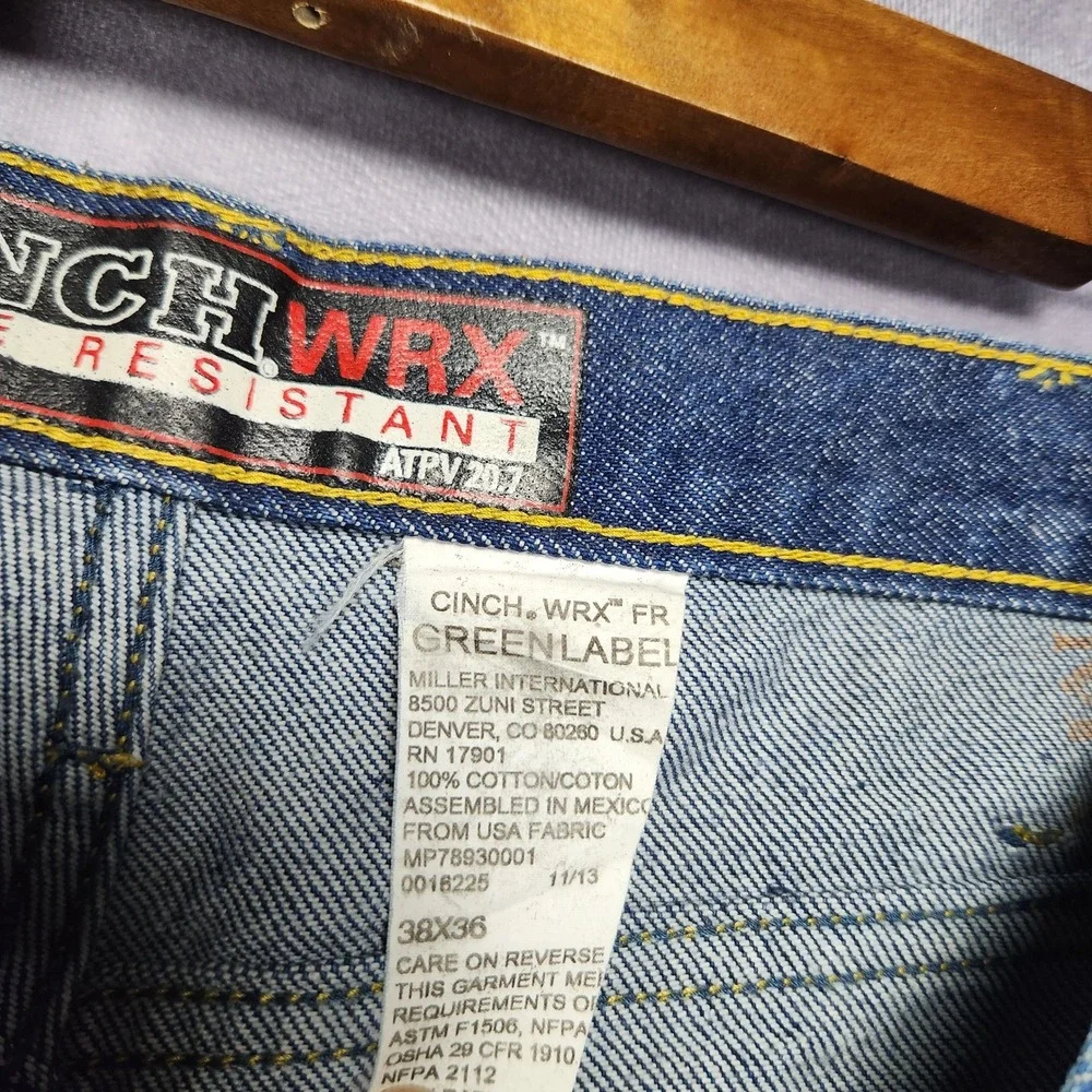 Vintage Cinch WRX FR Flame Resistant Green Label Jeans 38x36 Mens Workwear Pants